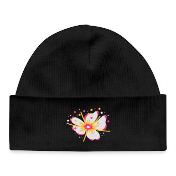 A fleur de cerisier avec du pollen - Bonnet bébé bio - noir - Devant