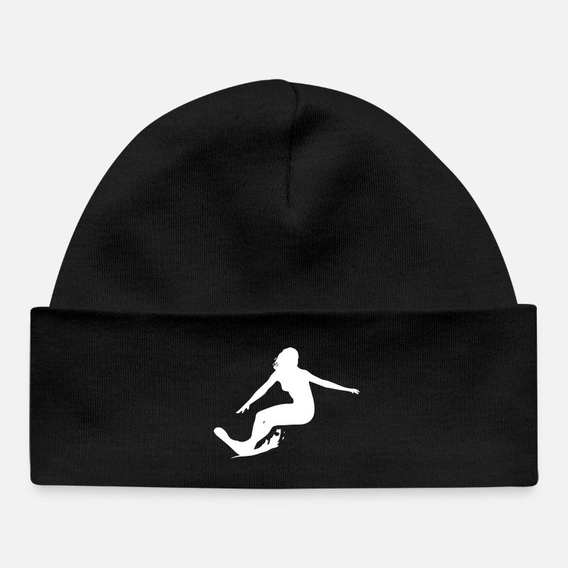 Surfergirl - Surf - Planche de surf - Bonnet bébé bio - noir