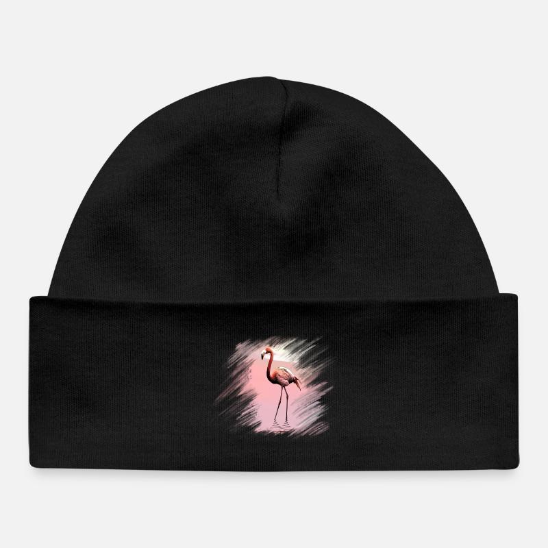 flamingo - Baby Organic Beanie - black