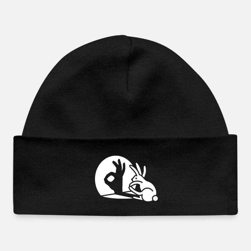 Lapin main d’ombre OK signe de geste Ok pico bello - Bonnet bébé bio - noir