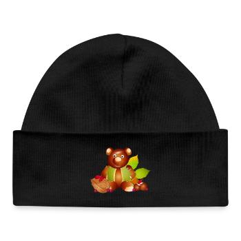 ours en peluche magique fait de châtaignes avec des noix - Bonnet bébé bio - noir - Devant