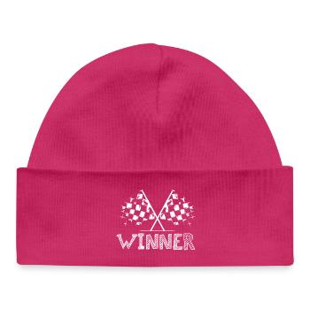 Icône du gagnant Flag Car Racing Logo icône - Bonnet bébé bio - hot pink - Devant