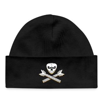 Totenkopf und gekreuzte Gitarrendesigns - Baby Organic Mütze - Schwarz - Vorne