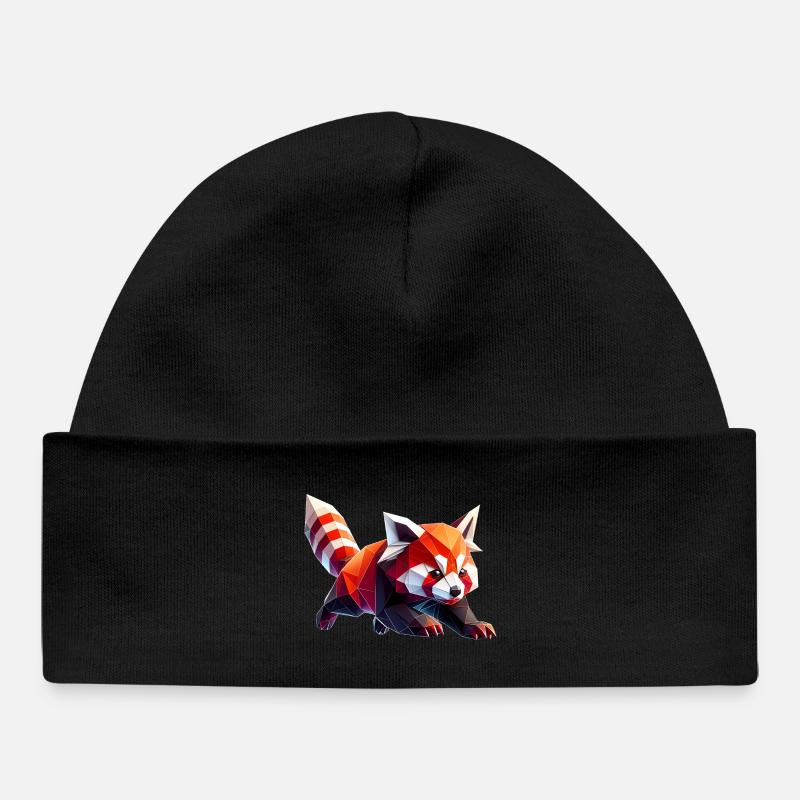 panda roux origami géométrique 3d - Bonnet bébé bio - noir