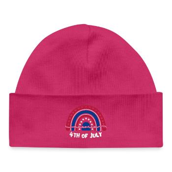 4th of July, independence day - Baby Organic Beanie - hot pink - Front
