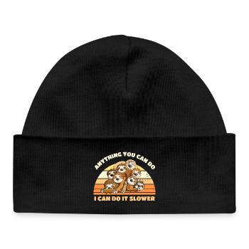 Sloth Bunch With Saying Vintage Retro Cartoon - Baby Organic Beanie - black - Front