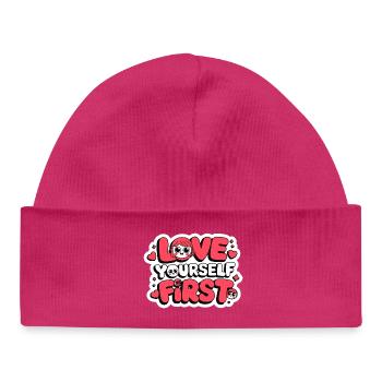 love yourself first Galentine’s Day 2026 - Bonnet bébé bio - hot pink - Devant
