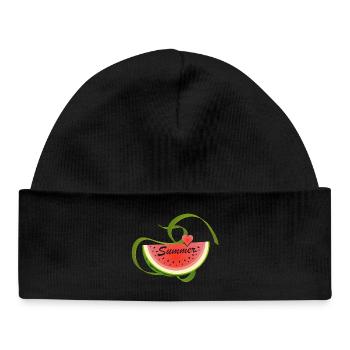 Morceau de pastèque avec police décorative -Été - Bonnet bébé bio - noir - Devant