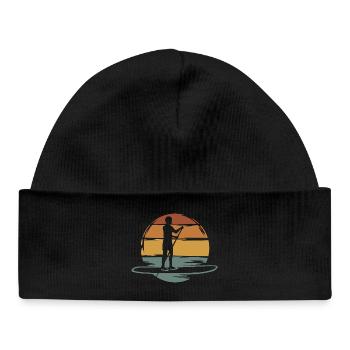vintage stand up paddle - water sport symbol - Baby Organic Beanie - black - Front