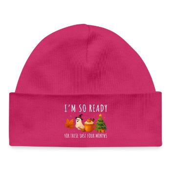 Salutations automnales d'Halloween et de Noël - Bonnet bébé bio - hot pink - Devant