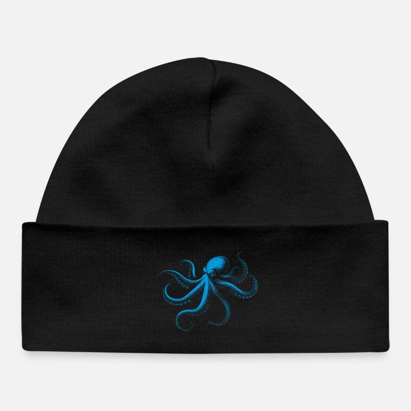 Pieuvre en Monochrome - Bonnet bébé bio - noir