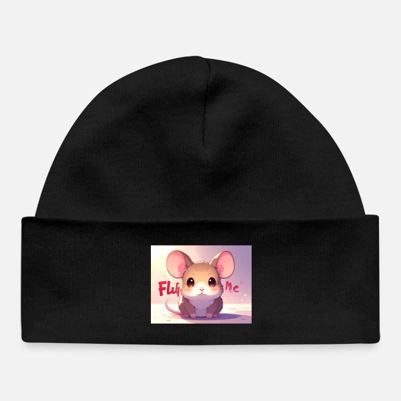 Mouse Fluff me - Baby Organic Beanie - black