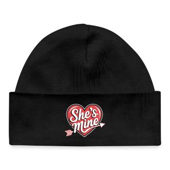 She's Mine Heart Arrow - Baby Organic Beanie - black - Front
