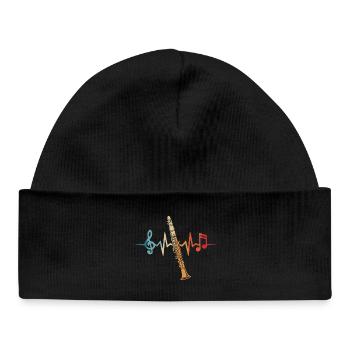 Clarinet, heartbeat, clarinetist, musician - Baby Organic Beanie - black - Front