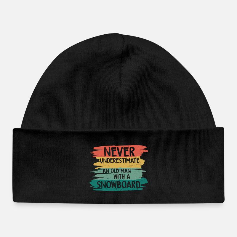 Never underestimate old snowboarder - Baby Organic Beanie - black
