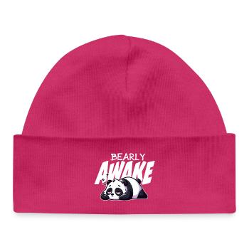 Bearly Awake Panda Illustration - Baby Organic Beanie - hot pink - Front