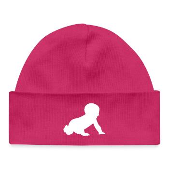 Silhouette de bébé rampant - Bonnet bébé bio - hot pink - Devant