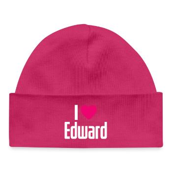 I Love Edward Pink Heart I Love Edward - Baby Organic Beanie - hot pink - Front