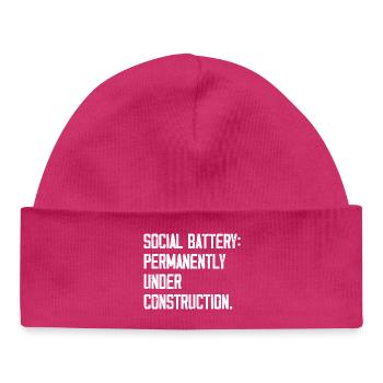 Social Battery: Permanently Under Construction - Baby Organic Beanie - hot pink - Front