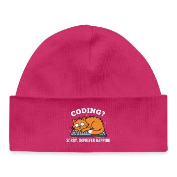 Coding? Sorry, I prefer to sleep Funny Cat - Baby Organic Beanie - hot pink - Front