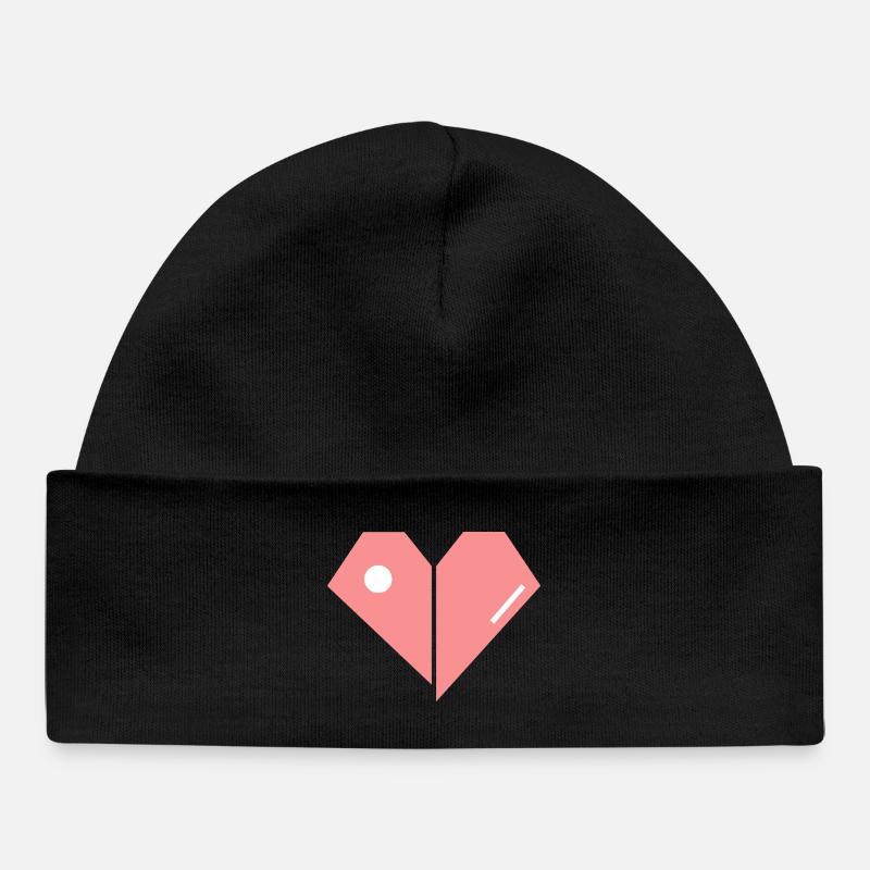 Broken Pink Heart – Abstract Shape - Baby Organic Beanie - black