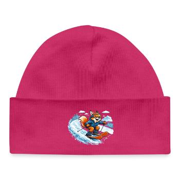 Funny Ski Fox – Motif comique d’hiver - Bonnet bébé bio - hot pink - Devant