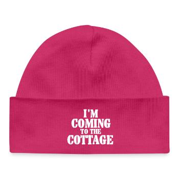 J’arrive au cottage - blanc - Bonnet bébé bio - hot pink - Devant