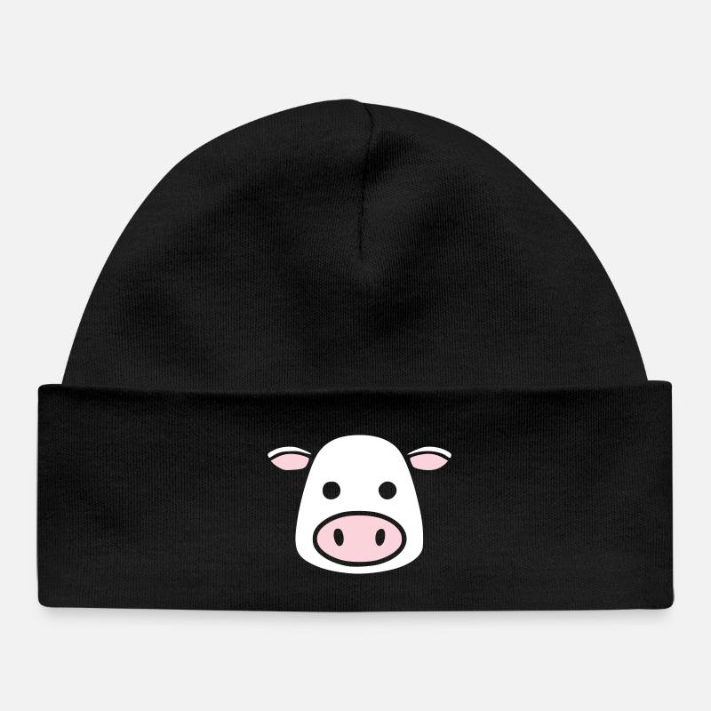 Mignonne Tête de Vache Visage Vector de la BD - Bonnet bébé bio - noir