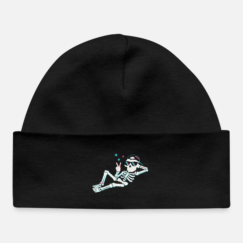 Paix néon squelette – énergie rétro - Bonnet bébé bio - noir