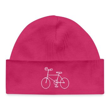 Vélo blanc dessiné à la main - Bonnet bébé bio - hot pink - Devant
