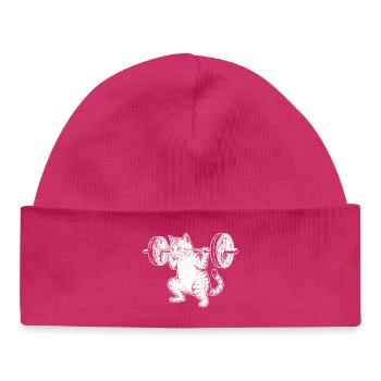 Cat Training Strength Lift - Baby Organic Beanie - hot pink - Front