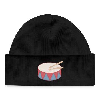 Cartoon Drum with Triangle Decor - Baby Organic Beanie - black - Front