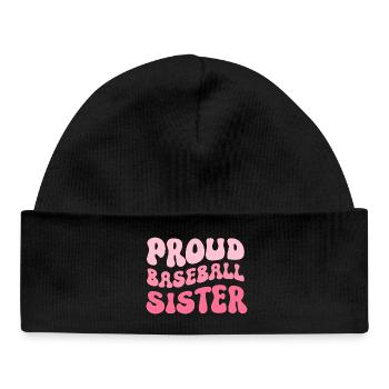 Sœur fière du baseball - Bonnet bébé bio - noir - Devant