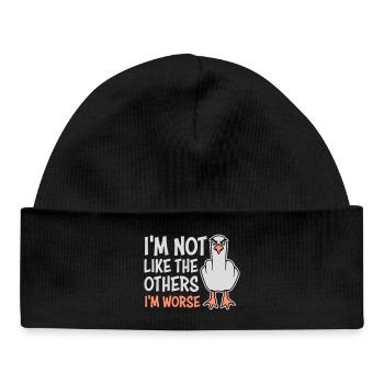 Middle Finger Seagull In Not Like The Others I'm Worse - Baby Organic Beanie - black - Front