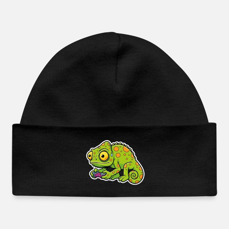 Chameleon Gamer Controller Videospiel-Maskottchen - Baby Organic Mütze - Schwarz
