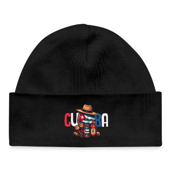 Cuba Pride & Home - Design du drapeau de Cuba - Bonnet bébé bio - noir - Devant
