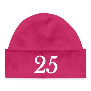 25. 25 YEARS. 25th ANNIVERSARY. 25 YEARS ANNIVERSARY. - Baby Organic Beanie - hot pink - Front