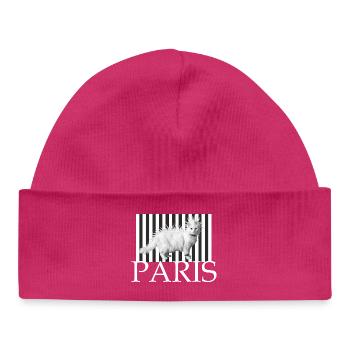 Paris Mohawk Punk Katze im Streifenprint - Baby Organic Mütze - hot Pink - Vorne