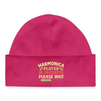 Funny Harmonica Player In Progress Harmonica - Baby Organic Mütze - hot Pink - Vorne