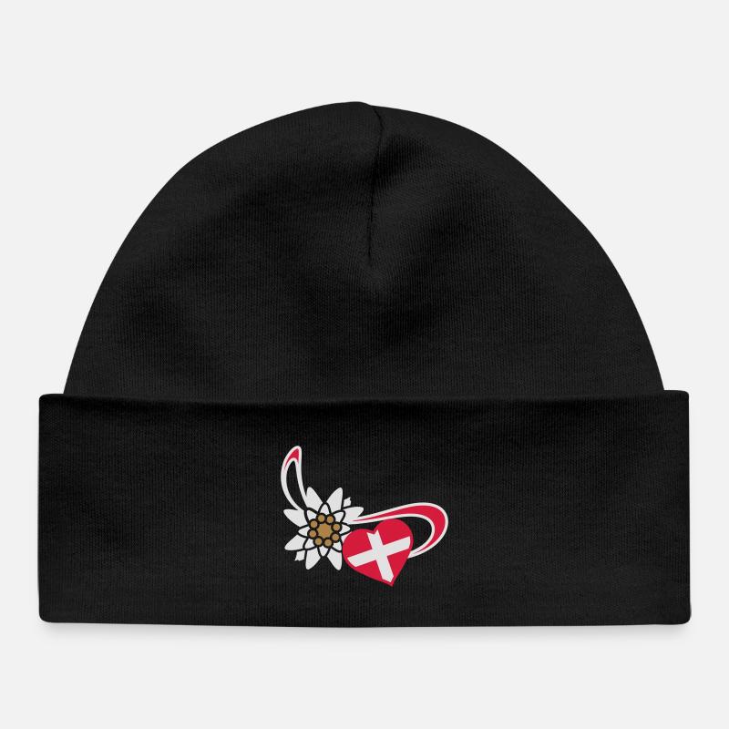Drapeau de la Suisse en forme de cœur - Bonnet bébé bio - noir