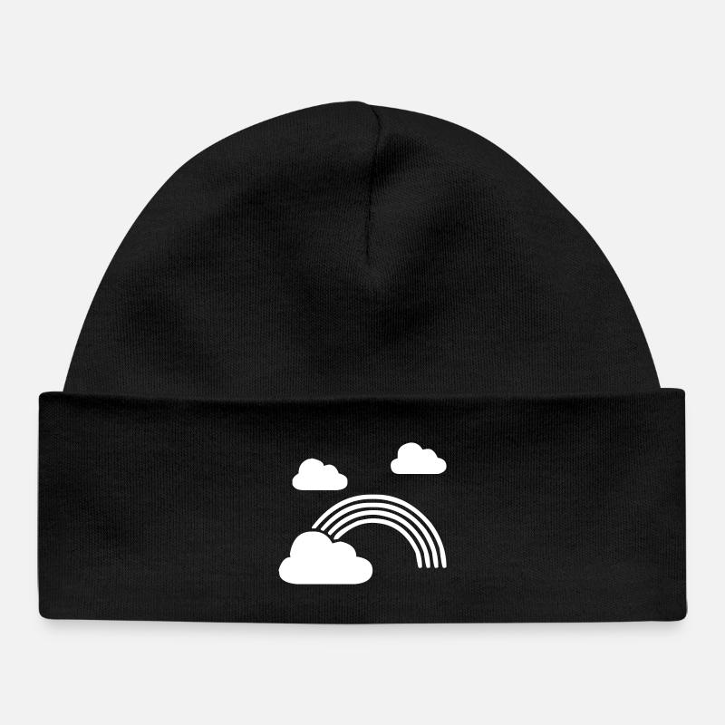 Rainbow with clouds - Baby Organic Beanie - black