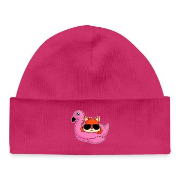 Fuchs im Flamingo - Design - Baby Organic Mütze - hot Pink - Vorne