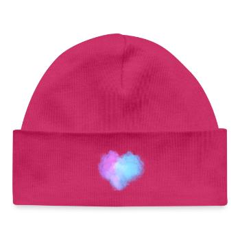 Nuages en forme de cœur - Bonnet bébé bio - hot pink - Devant