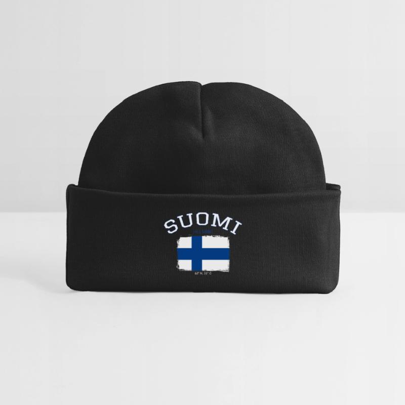 Drapeau de la Finlande avec référence à Helsinki Bonnet bébé bio