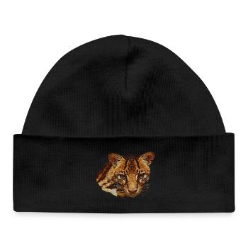 Ocelot Head, Big Cat, Animal Faces - Baby Organic Beanie - black - Front
