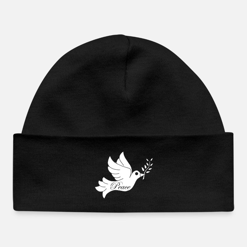 Oiseau blanc de la paix - Bonnet bébé bio - noir