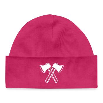 Axe Axes Bûcheron Forestier - Bonnet bébé bio - hot pink - Devant