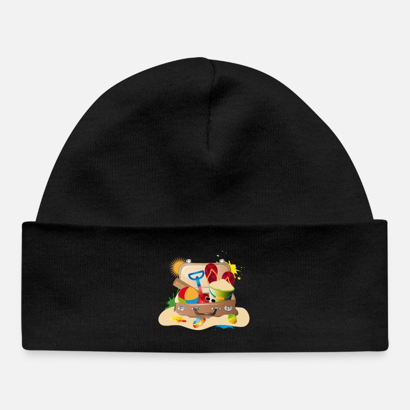 plein de valises emballées pour les vacances à la plage - Bonnet bébé bio - noir