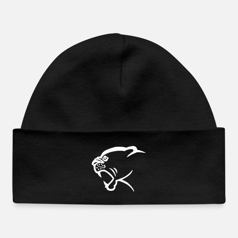 Tête de panthère blanche - Bonnet bébé bio - noir