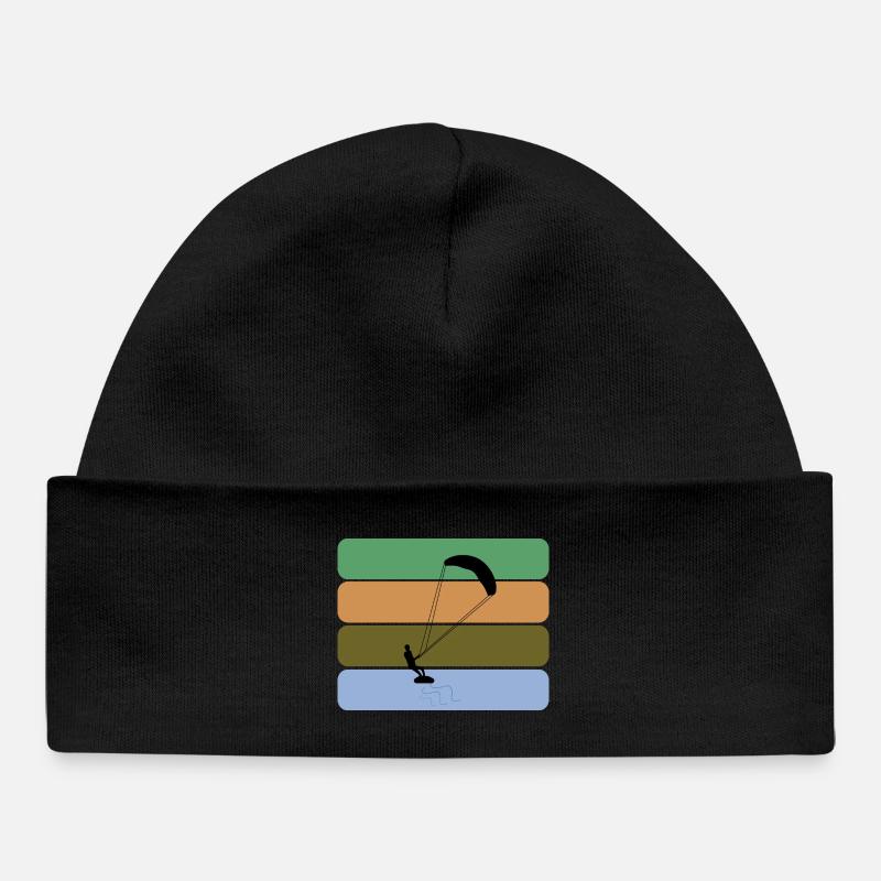 Kitesurf - Kitesurfer avec design en quatre couleurs - Bonnet bébé bio - noir